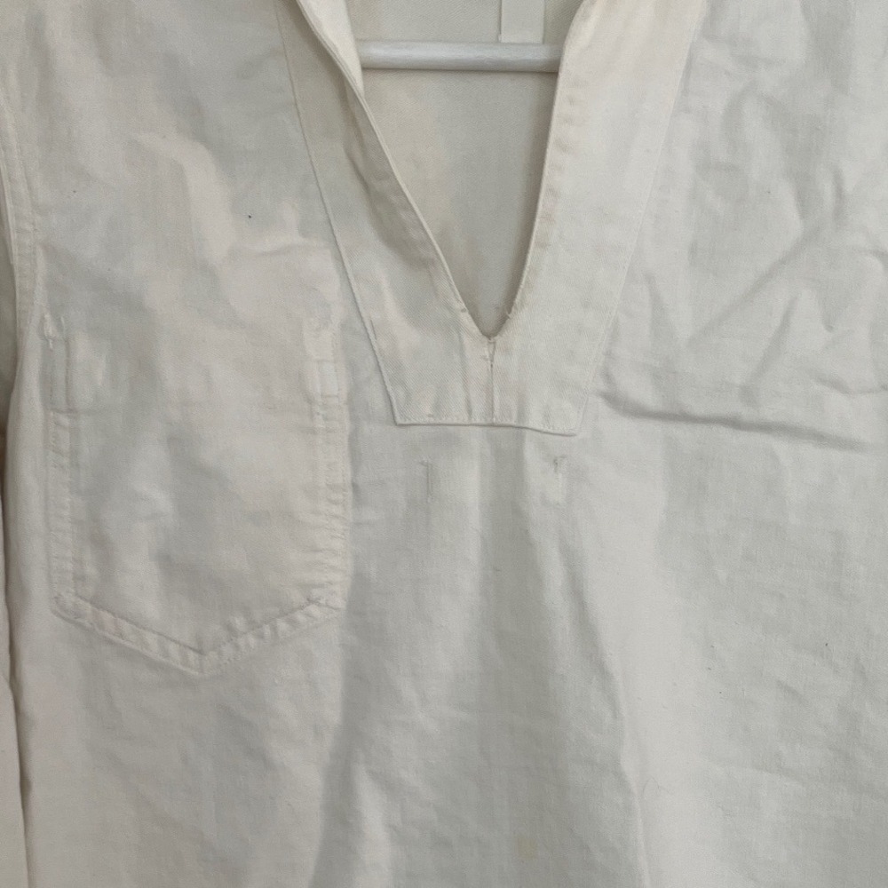 Vintage US NAVY Military Sailor White Long Sleeve Uniform Shirt Stencil Print - Picture 3 of 14